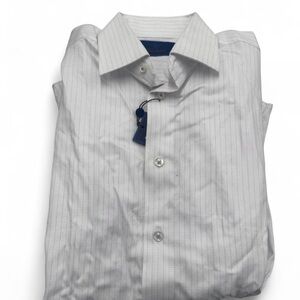 David Donahue White Pinstripe Dress Shirt 15.5 34/35